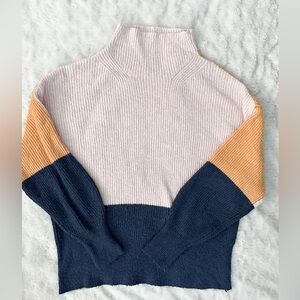 FREE ASSEMBLY color block mock neck knit sweater